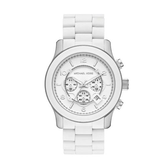 MICHAEL KORS “OVERSIZED RUNWAY” MK8108 WHITE & SILVER WATCH - Picture 2 of 3